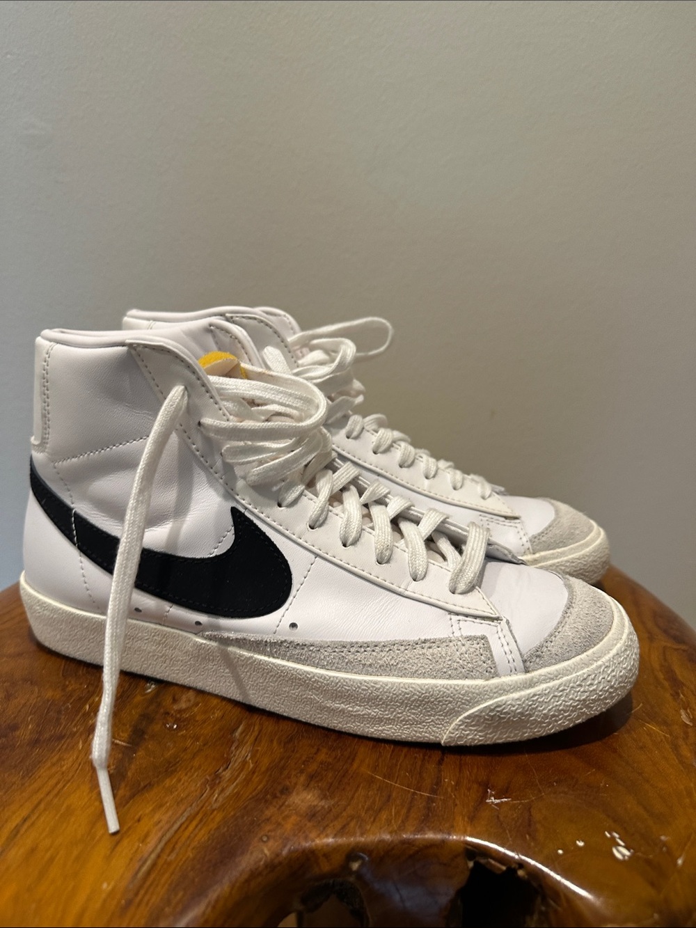 Nike Blazer White High-Top Sneakers with Black Swoosh